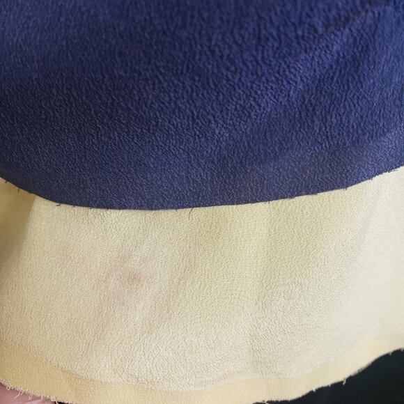 Acne Studios Mallory Dress Blue Yellow Silk Drape Front Keyhole Back 38 US 6 - Picture 8 of 10